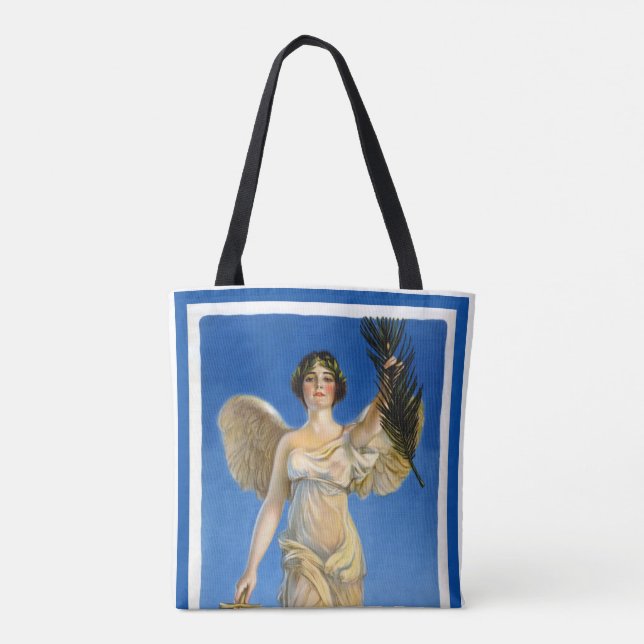 Vintage Patriotic Woman Angel, Buy Krig Bonds Tygkasse (Baksida)