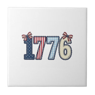 Vintage Patriotisk 1776 Bandklänning Design_1 Kakelplatta