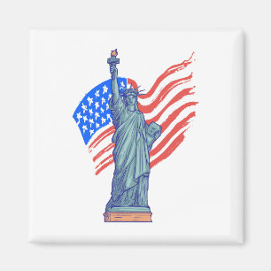 Vintage patriotisk 4 juli-design magnet
