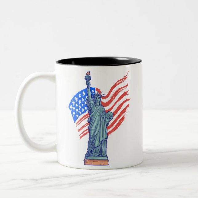 Vintage patriotisk 4 juli-design Två-Tonad mugg (Vänster)