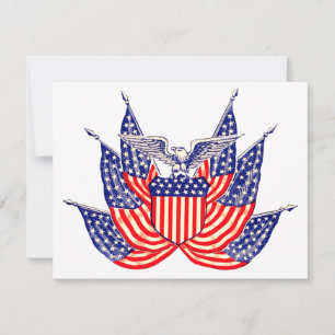 Vintage Patriotisk Amerikansk Flagga, Festinbjudan Inbjudningar