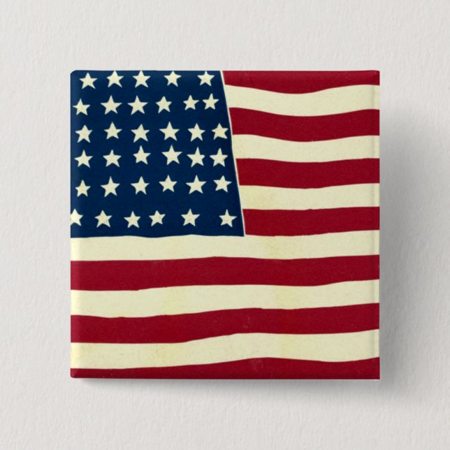 Vintage patriotisk amerikansk flagga, fjärde juli knapp (Framsida)
