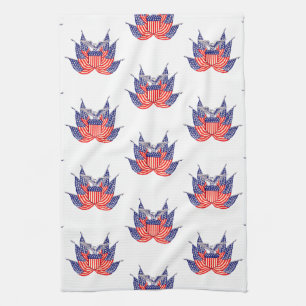 Vintage patriotisk amerikansk flagga, fjärde juli kökshandduk