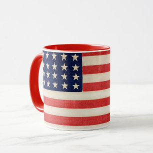Vintage patriotisk amerikansk flagga, fjärde juli mugg