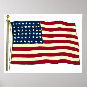 Vintage patriotisk amerikansk flagga, fjärde juli poster