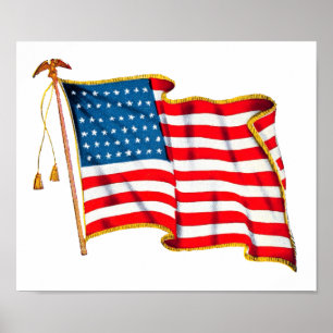 Vintage patriotisk amerikansk flagga, fjärde juli poster