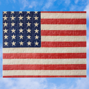 Vintage patriotisk amerikansk flagga, fjärde juli pussel