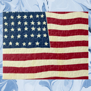 Vintage patriotisk amerikansk flagga, fjärde juli pussel