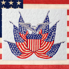 Vintage patriotisk amerikansk flagga, fjärde juli pussel