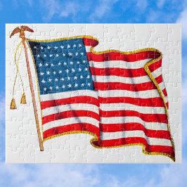 Vintage patriotisk amerikansk flagga, fjärde juli pussel