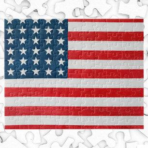 Vintage patriotisk amerikansk flagga, fjärde juli pussel