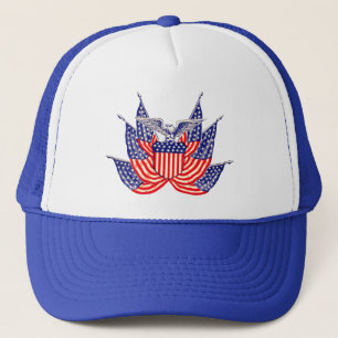 Vintage patriotisk amerikansk flagga, fjärde juli truckerkeps
