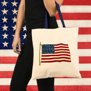 Vintage patriotisk amerikansk flagga, fjärde juli tygkasse