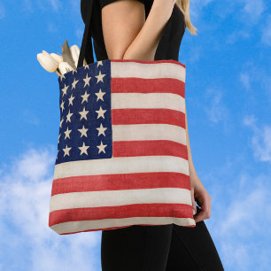 Vintage patriotisk amerikansk flagga, fjärde juli tygkasse