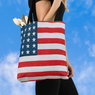 Vintage patriotisk amerikansk flagga, fjärde juli tygkasse