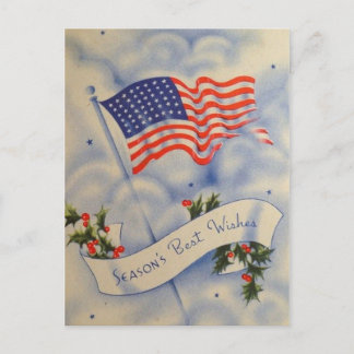 Vintage Patriotisk amerikansk Flagga jul Helg Vykort