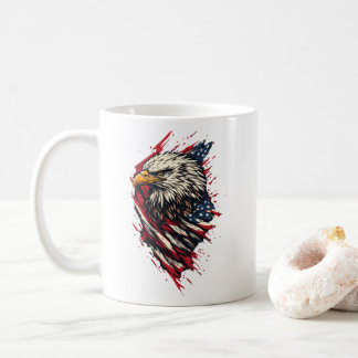 Vintage Patriotisk Amerikansk Örn 4:e Juli  Kaffemugg