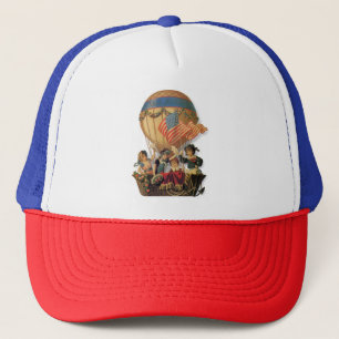 Vintage patriotisk, barn i en varmluftsballong keps