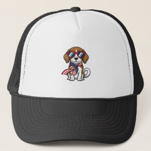 Vintage Patriotisk Beagle Hund Solglasögon Tröja_1 Keps