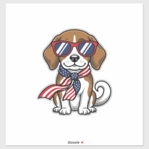 Vintage Patriotisk Beagle Hund Solglasögon Tröja_1 Klistermärken
