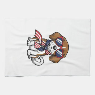 Vintage Patriotisk Beagle Hund Solglasögon Tröja_1 Kökshandduk