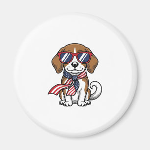 Vintage Patriotisk Beagle Hund Solglasögon Tröja_1 Magnet
