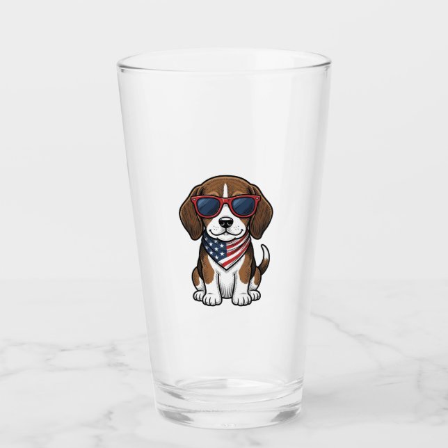 Vintage Patriotisk Beagle Valp Solglasögon Tröja_1 Glaskopp (Framsida)