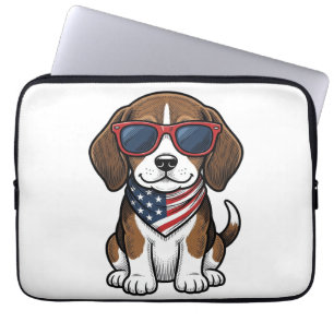 Vintage Patriotisk Beagle Valp Solglasögon Tröja_1 Laptop Fodral