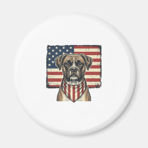 Vintage Patriotisk Boxer Hund Flagga Tröja Design_ Magnet