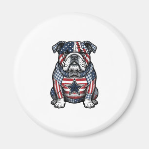 Vintage Patriotisk Bulldog Vector T-Shirt Design_1 Magnet