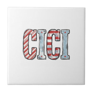 Vintage Patriotisk CICI Namn Vektor Tröja Design_1 Kakelplatta