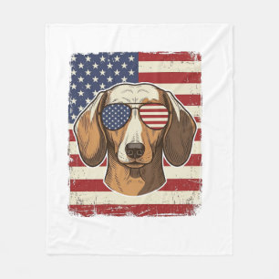 Vintage Patriotisk Dachshund Flagga Solglasögon Ve Fleecefilt