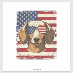 Vintage Patriotisk Dachshund Flagga Solglasögon Ve Klistermärken