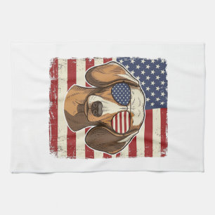 Vintage Patriotisk Dachshund Flagga Solglasögon Ve Kökshandduk
