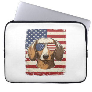 Vintage Patriotisk Dachshund Flagga Solglasögon Ve Laptop Fodral