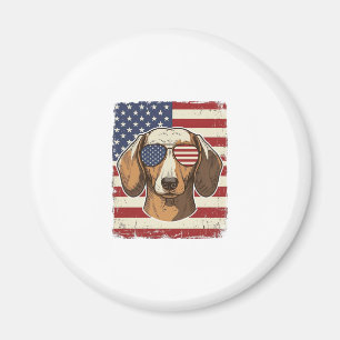 Vintage Patriotisk Dachshund Flagga Solglasögon Ve Magnet