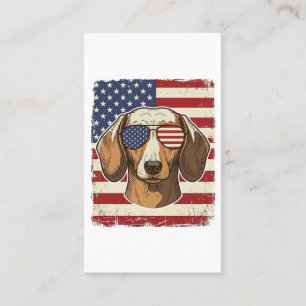 Vintage Patriotisk Dachshund Flagga Solglasögon Ve Visitkort