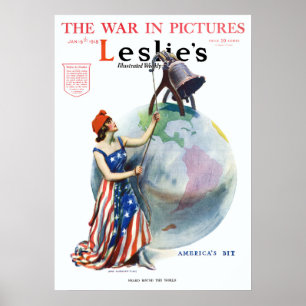 Vintage patriotisk dam Liberty magasin omslags kon Poster