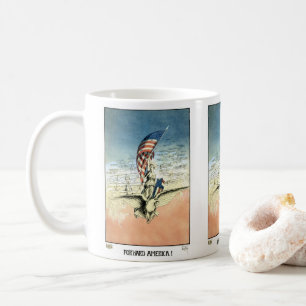 Vintage Patriotisk, Dam, Örn med amerikansk flagg Kaffemugg