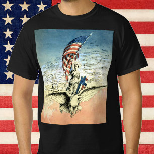 Vintage Patriotisk, Dam, Örn med amerikansk flagg Tröja