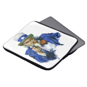 Vintage patriotisk farbror Sam med stjärnklädd hat Laptop Fodral