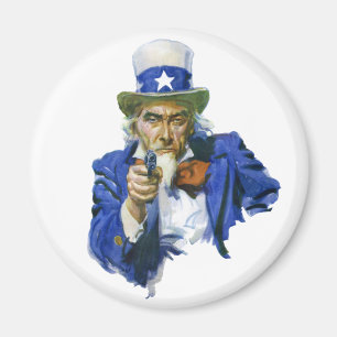 Vintage patriotisk farbror Sam med stjärnklädd hat Magnet