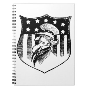 Vintage patriotisk Farbror Sam och amerikansk flag Anteckningsbok Med Spiral