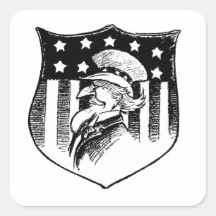Vintage Patriotisk Farbror Sam och amerikansk flag Fyrkantigt Klistermärke