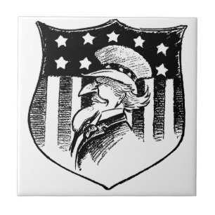 Vintage patriotisk farbror Sam och amerikansk flag Kakelplatta