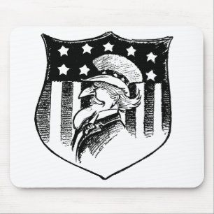 Vintage Patriotisk Farbror Sam och amerikansk flag Musmatta