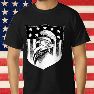 Vintage patriotisk farbror Sam och amerikansk flag Tee