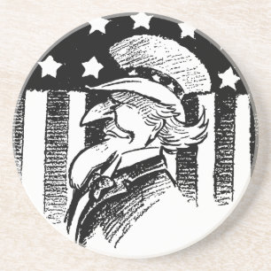 Vintage patriotisk farbror Sam och amerikansk flag Underlägg Sandsten