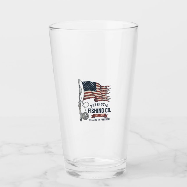 Vintage Patriotisk Fiskflagga Vektor Design_1 Glaskopp (Framsida)