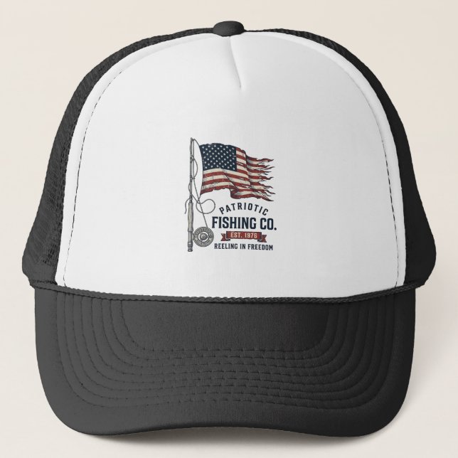 Vintage Patriotisk Fiskflagga Vektor Design_1 Keps (Framsida)